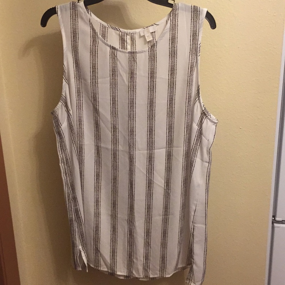 Very silky sheer blouse white with brown stripes